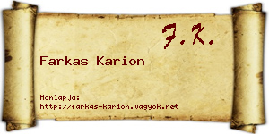 Farkas Karion névjegykártya